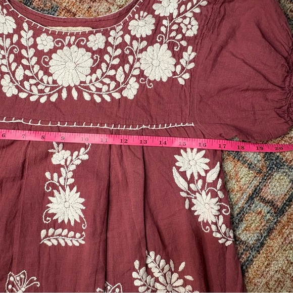 Siren La Mariposa Corta Embroidered Mexican Style Peasant Top size small - Picture 7 of 11